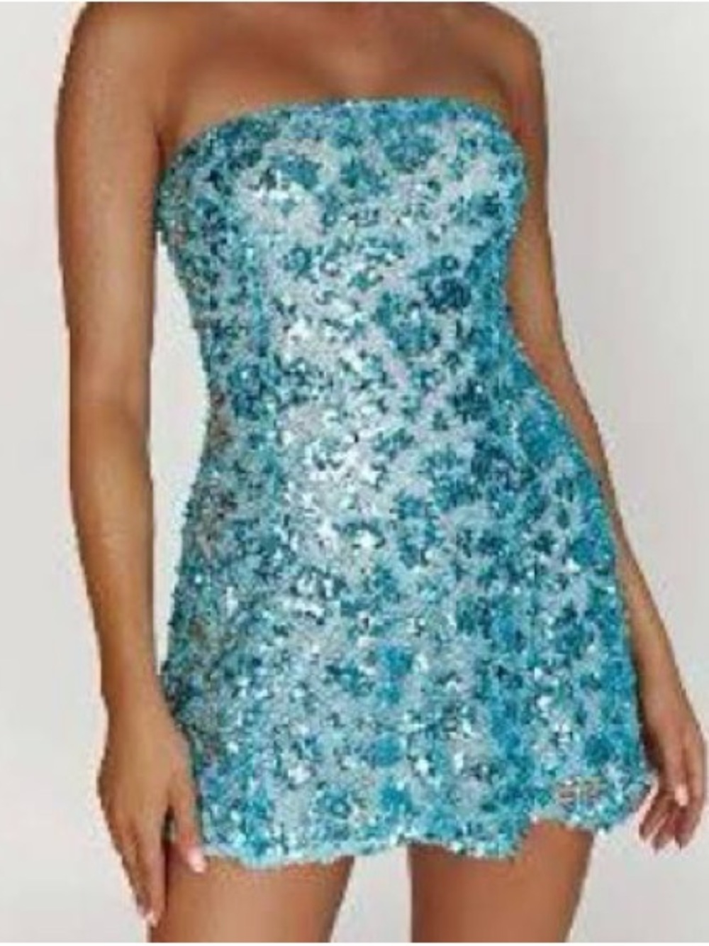 MESHKI Everleigh Blue Sequin Strapless Mini Dress
